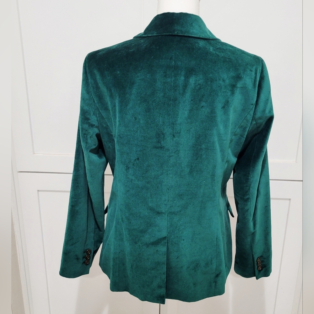 Talbots Emerald Green Velvet Women's Blazer | Size 12 - Picture 2 of 5